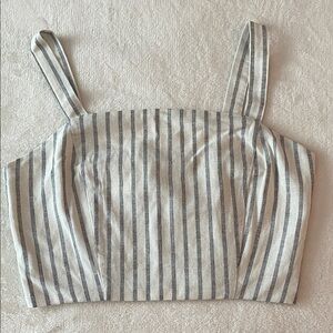 3 for $25! NWT Love Tree Black and Cream Striped Tank Crop Top, size‎ L